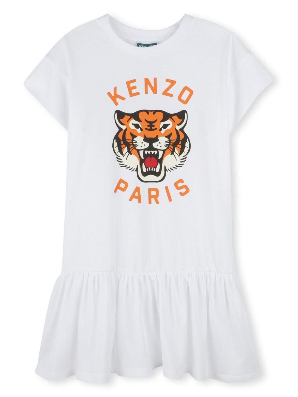 Kenzo Kids Tiger 印花连衣裙 - 白色