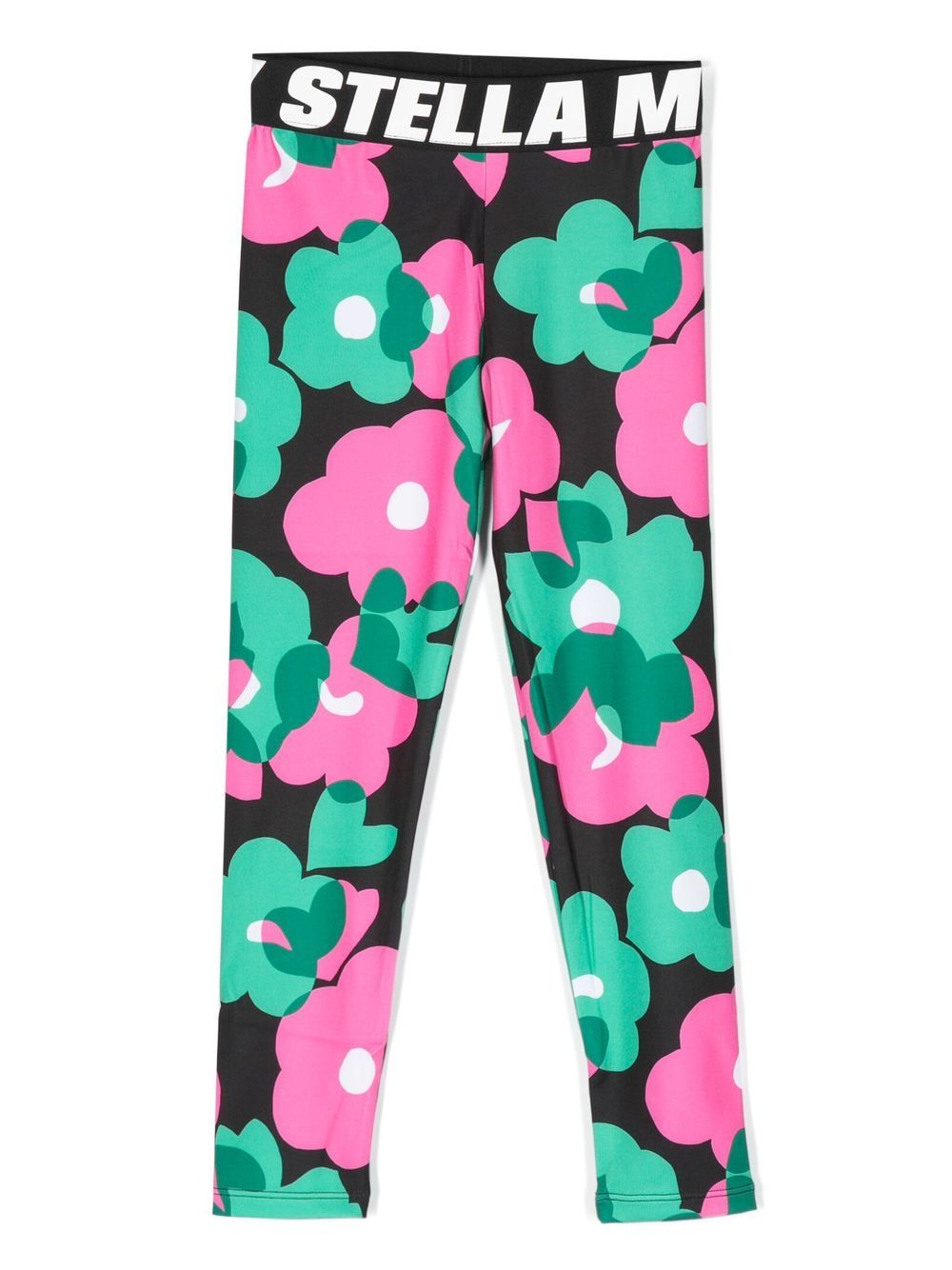 Stella McCartney Kids 斯特拉·麦卡特尼 logo裤腰花卉印花打底裤 - 绿色