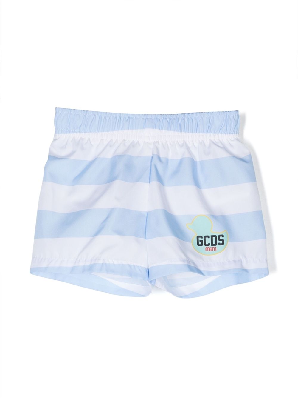 Gcds Kids 条纹logo印花泳裤 - 蓝色