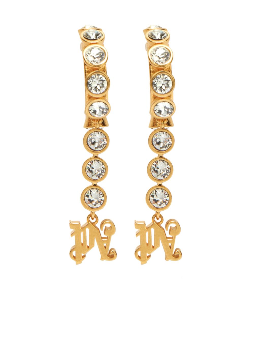 Palm Angels 经典logo吊饰晶饰耳环 - 金色