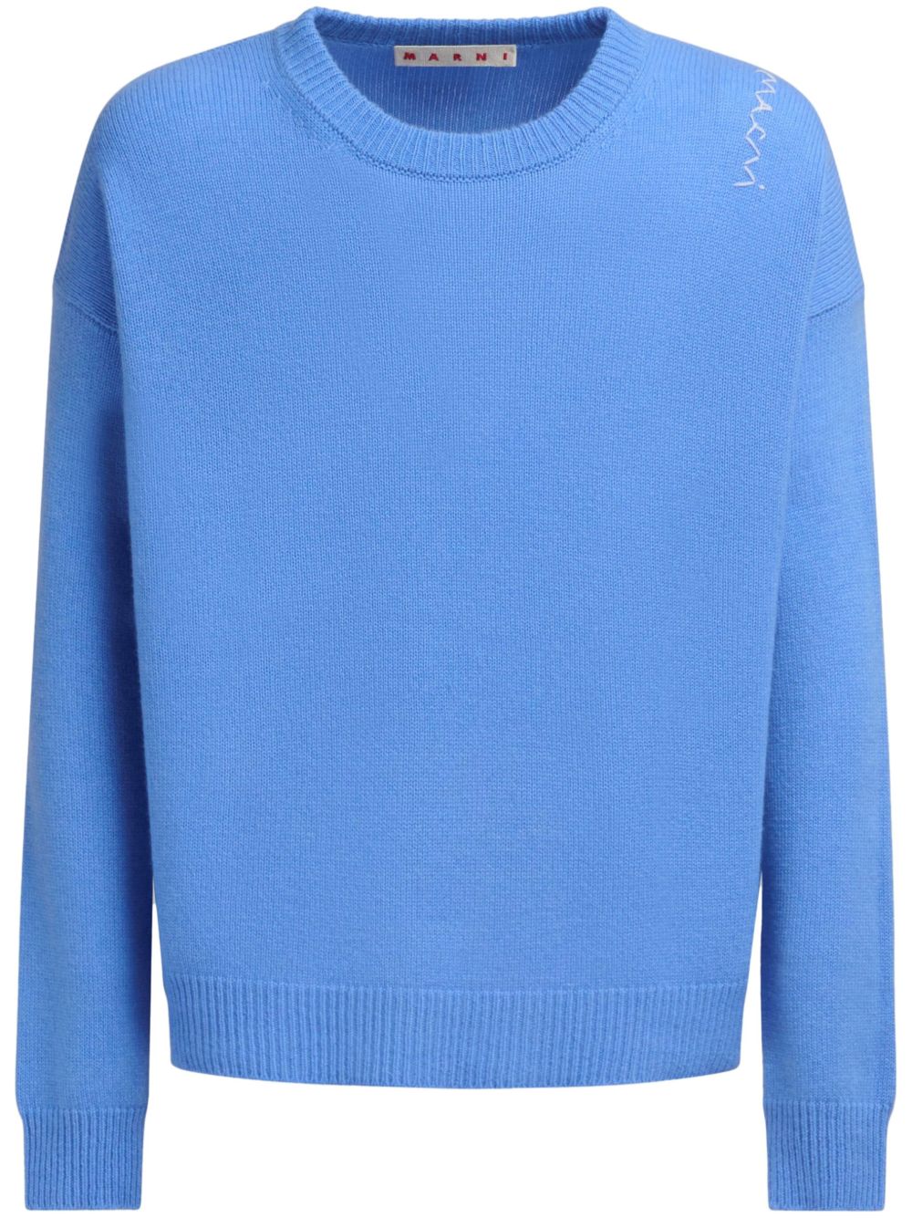 Marni logo刺绣毛衣 - 蓝色