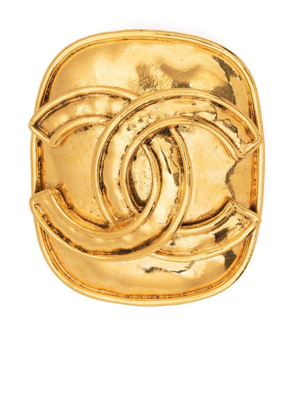 CHANEL Pre-Owned CC 方形胸针 - 金色