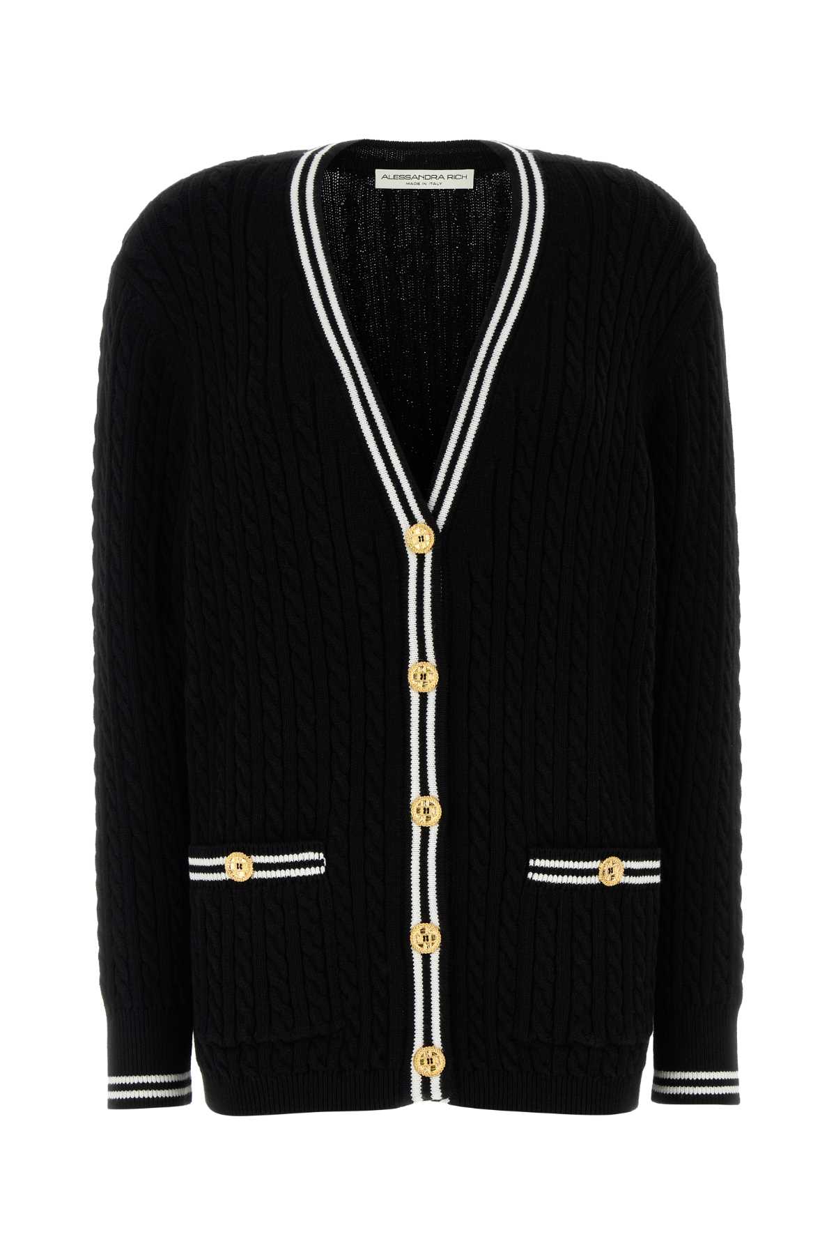 Alessandra Rich Black Cotton Cardigan