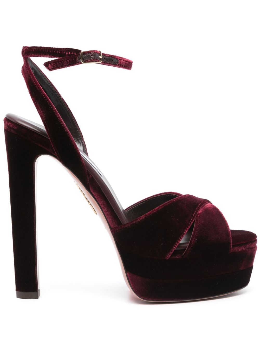 Aquazzura 丝绒高跟凉鞋（14厘米） - 红色
