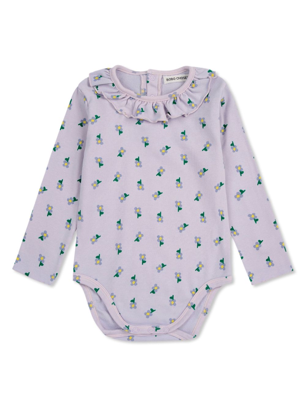 Bobo Choses Pansy Flower 荷叶边连体衣 - 紫色
