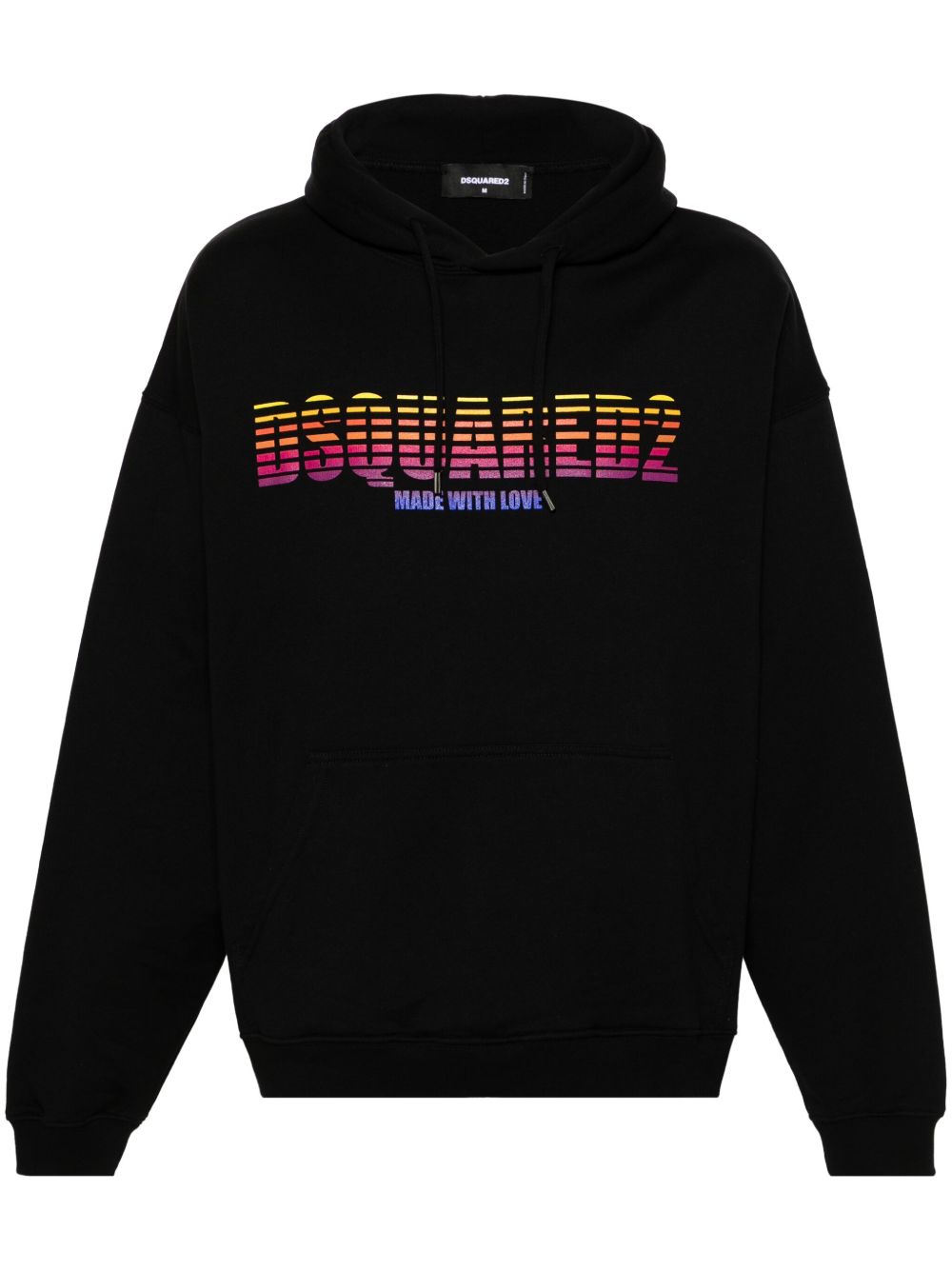 DSQUARED2 logo印花棉连帽衫 - 黑色