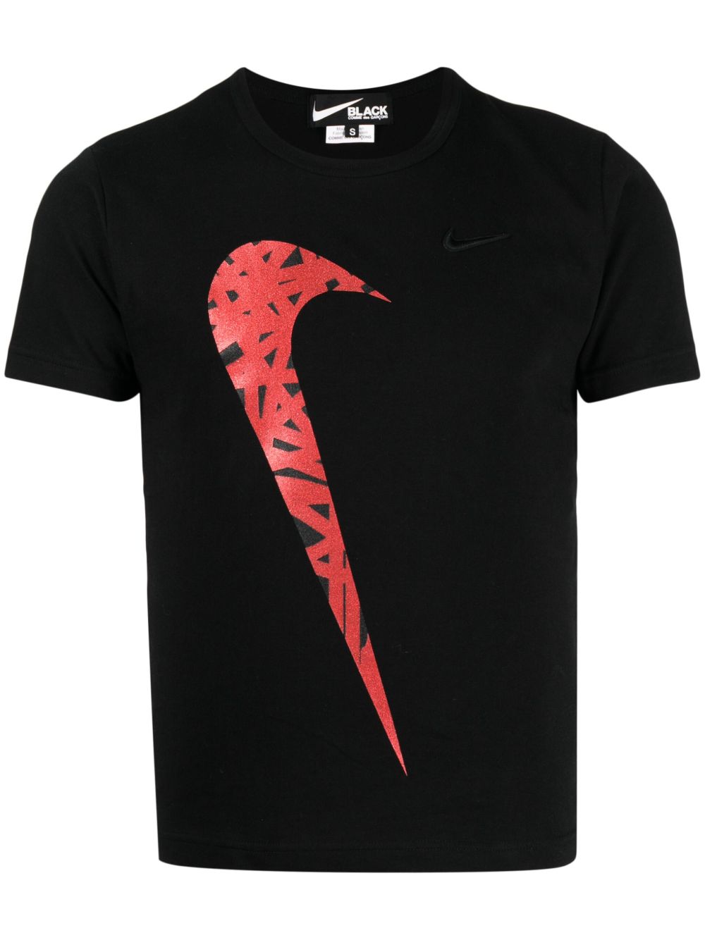 Black Comme Des Garçons x Nike logo印花棉T恤 - 黑色