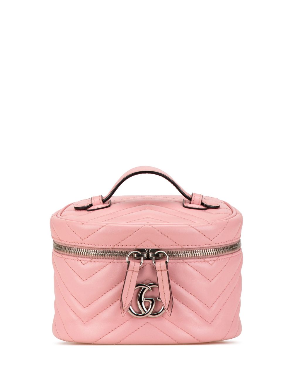 Gucci Pre-Owned GG Marmont Round 迷你皮质化妆包（2016-2023年典藏款） - 粉色