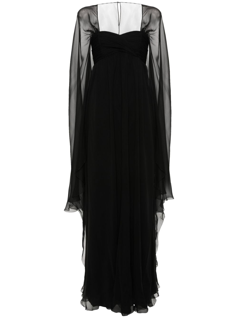 Alberta Ferretti 斗篷细节雪纺礼服 - 黑色