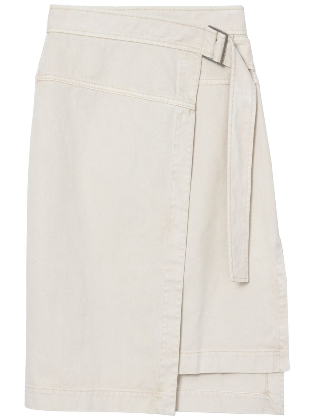 3.1 Phillip Lim 裹身式中长牛仔半身裙 - 白色
