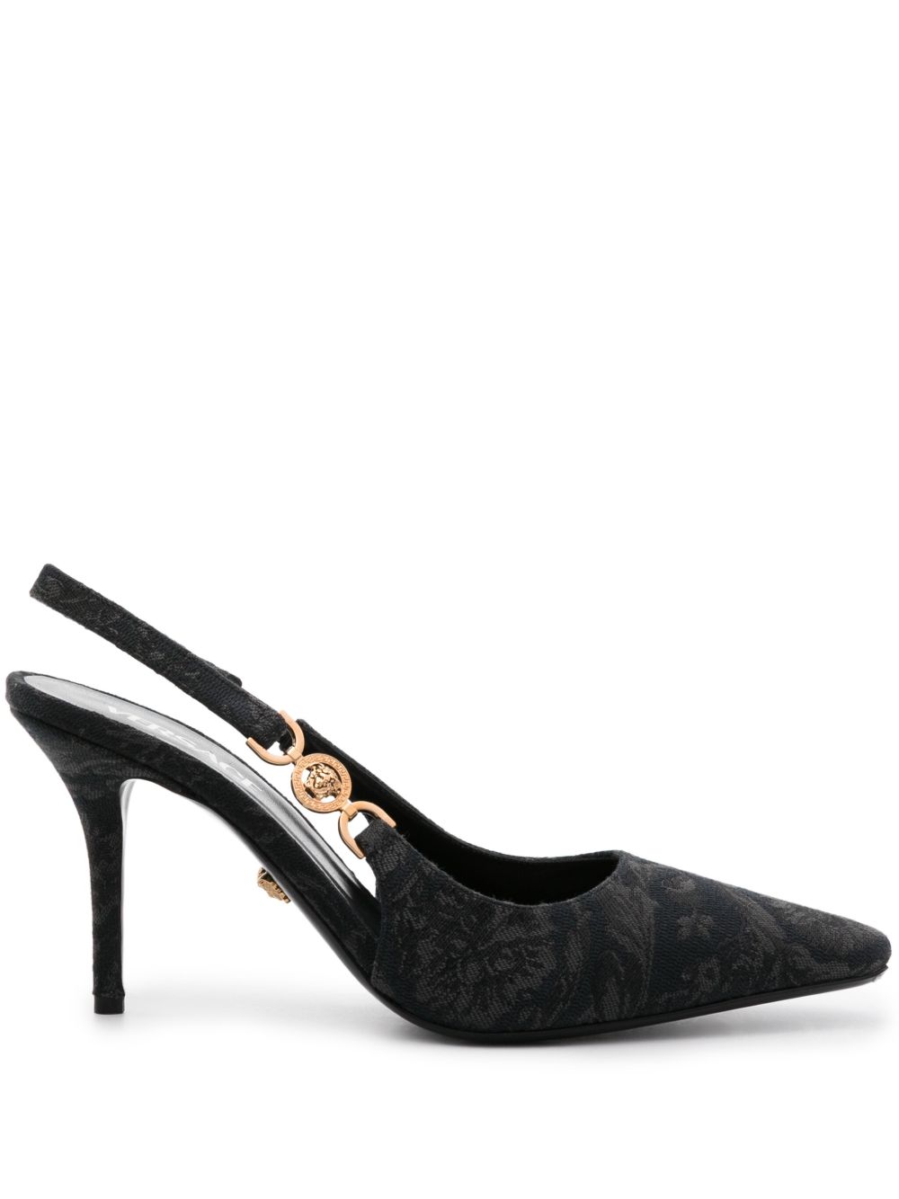 Versace Barocco Medusa 裹踝高跟鞋 - 黑色
