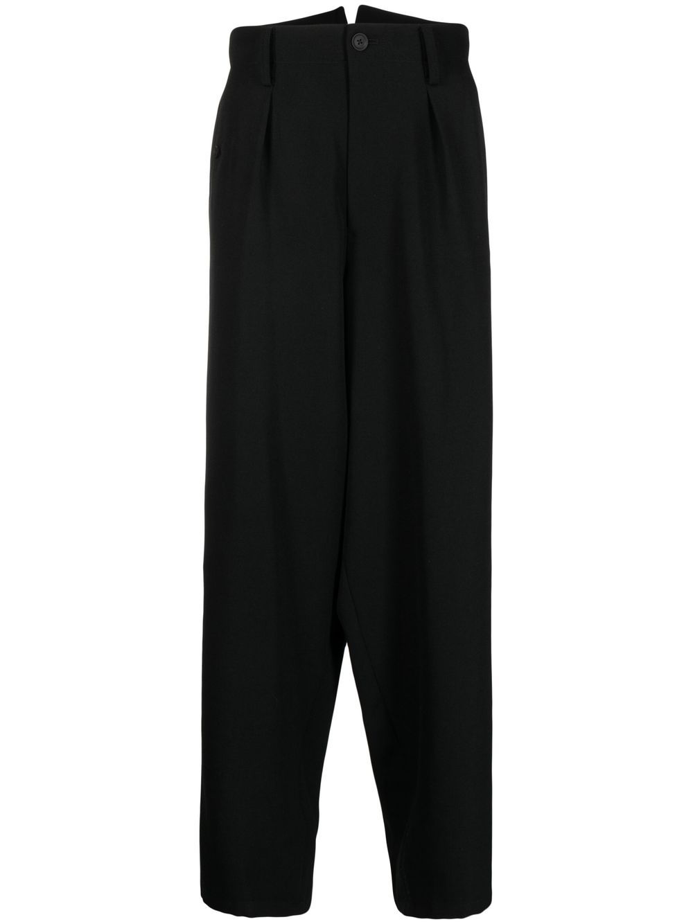 Yohji Yamamoto 宽松直筒长裤 - 黑色
