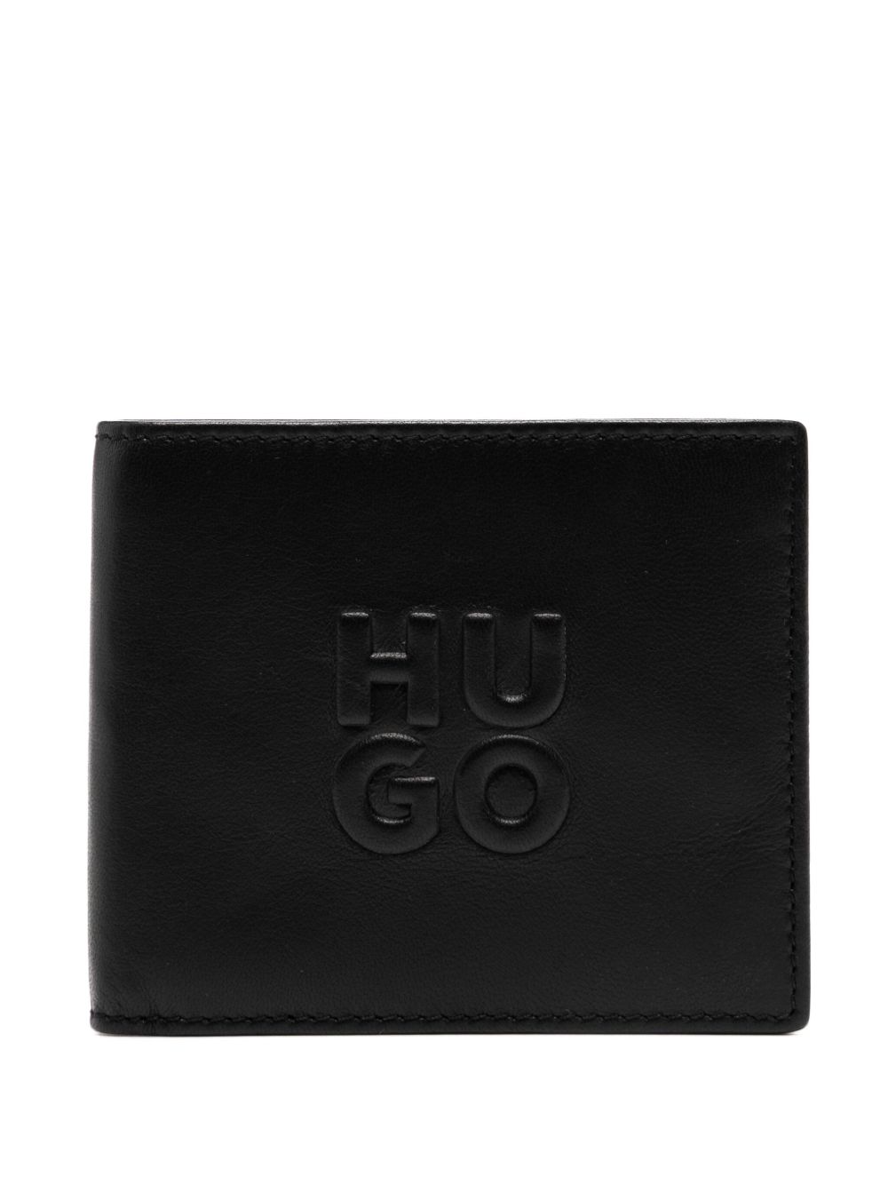 HUGO logo压纹钱包 - 黑色