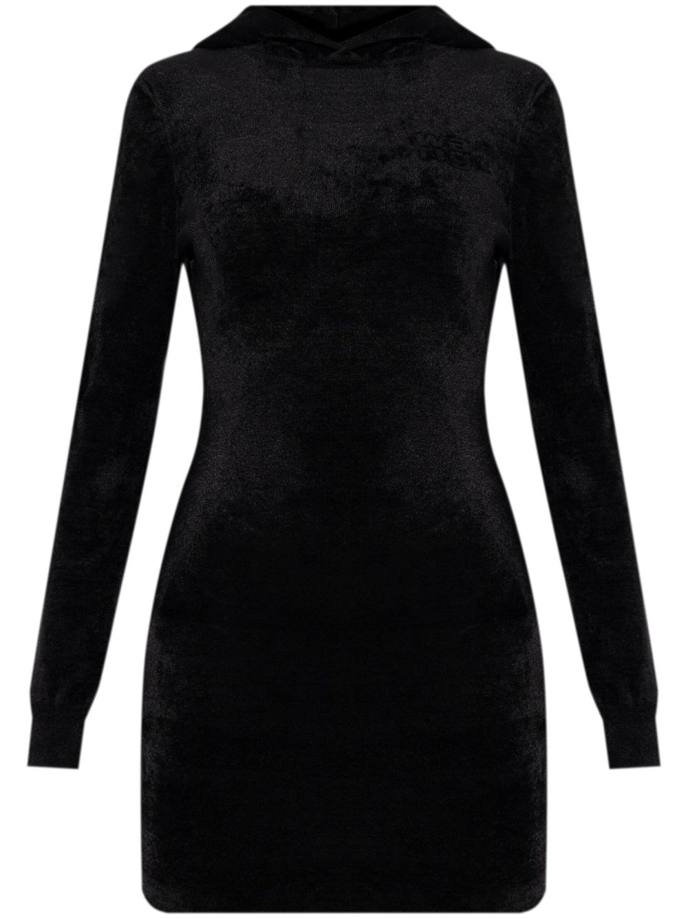 Alexander Wang logo压纹连帽迷你连衣裙 - 黑色