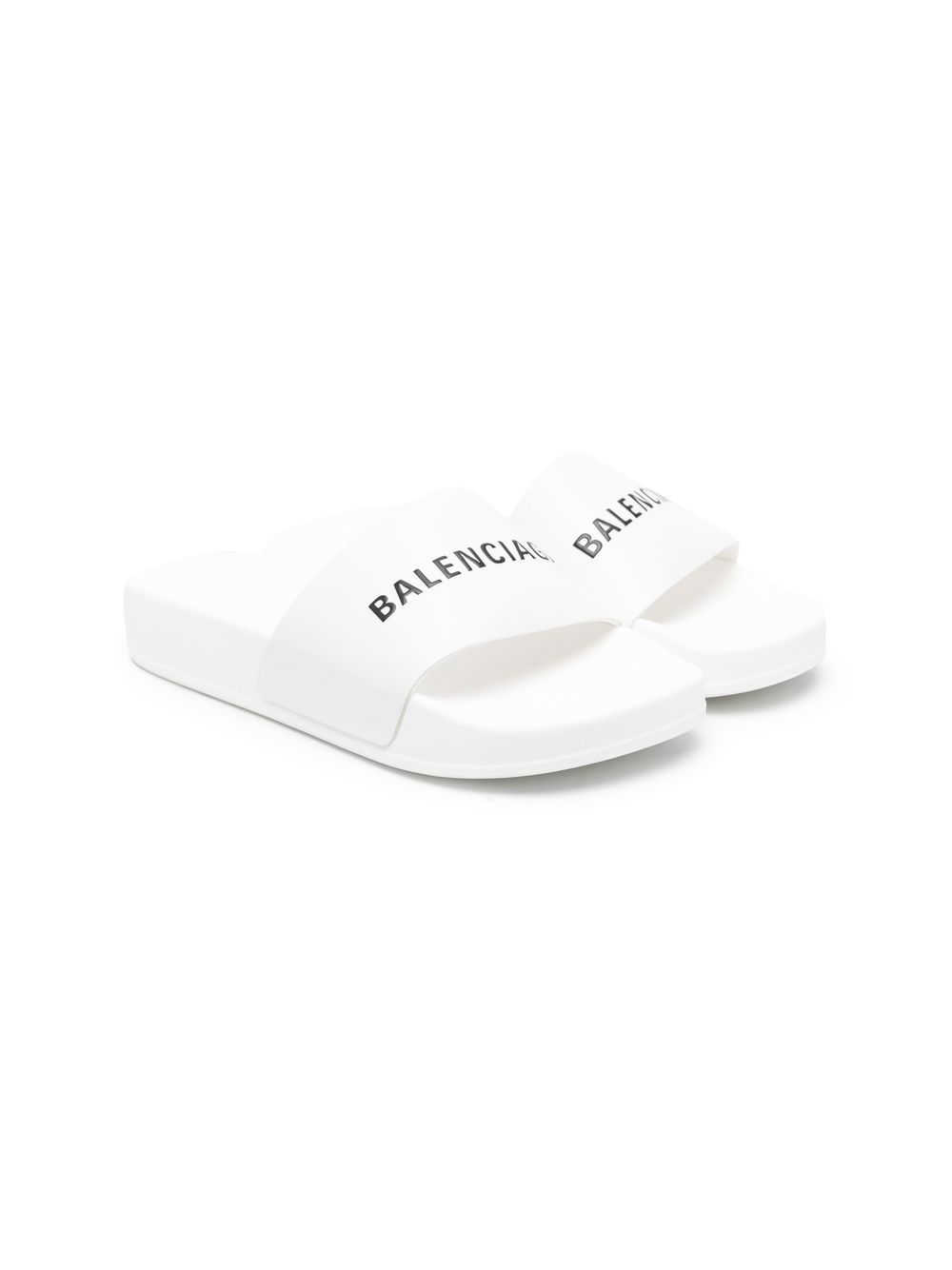 Balenciaga Kids logo印花防水拖鞋 - 白色