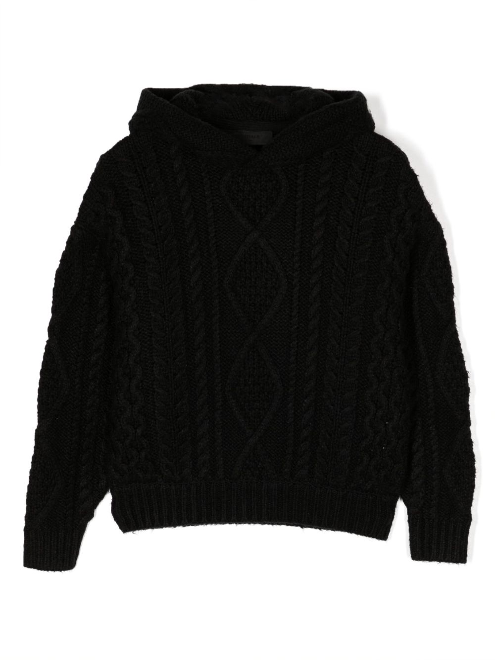 FEAR OF GOD ESSENTIALS KIDS 粗绞花针织棉混纺连帽衫 - 黑色