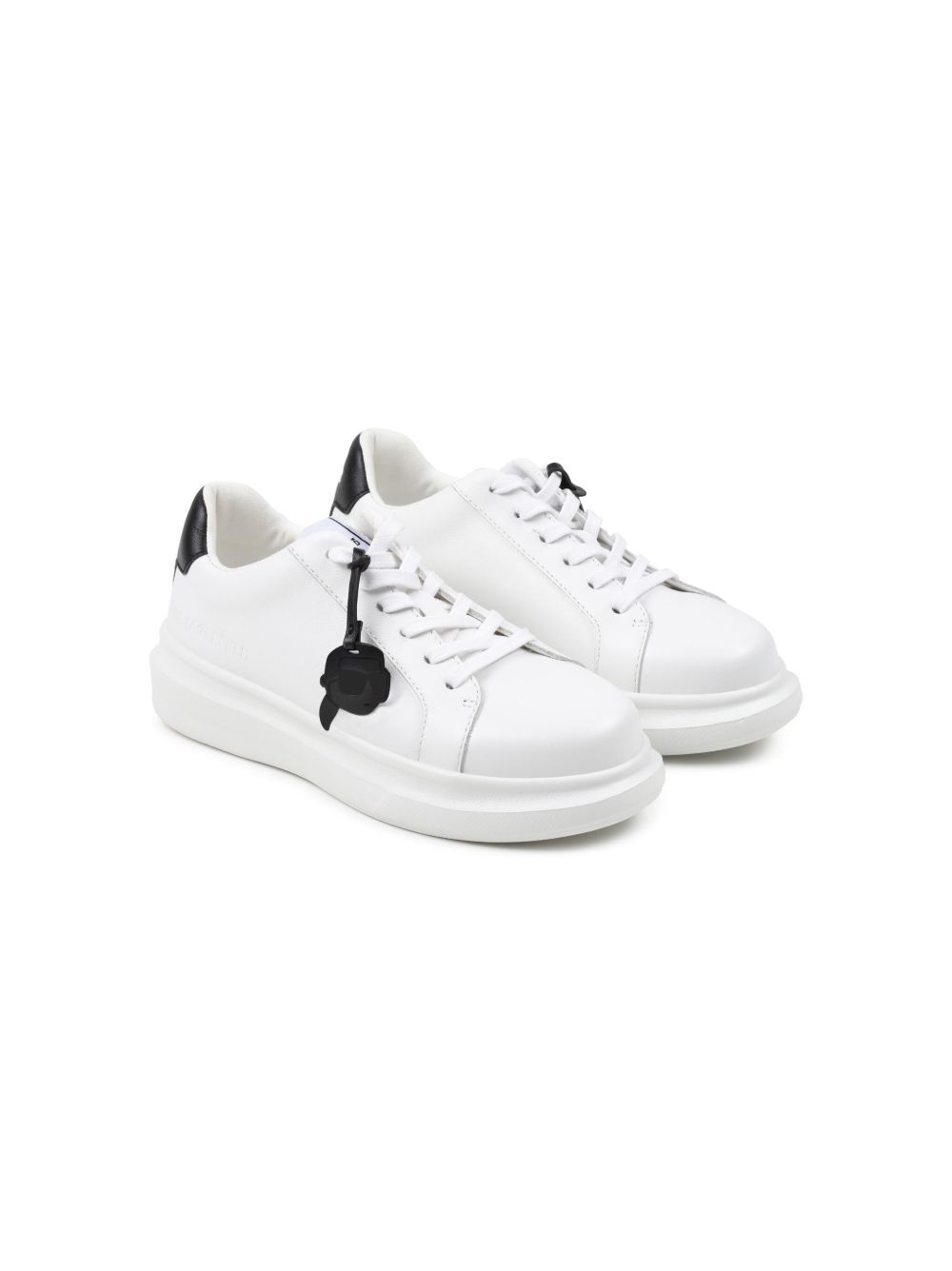 Karl Lagerfeld Kids logo印花皮质运动鞋 - 白色