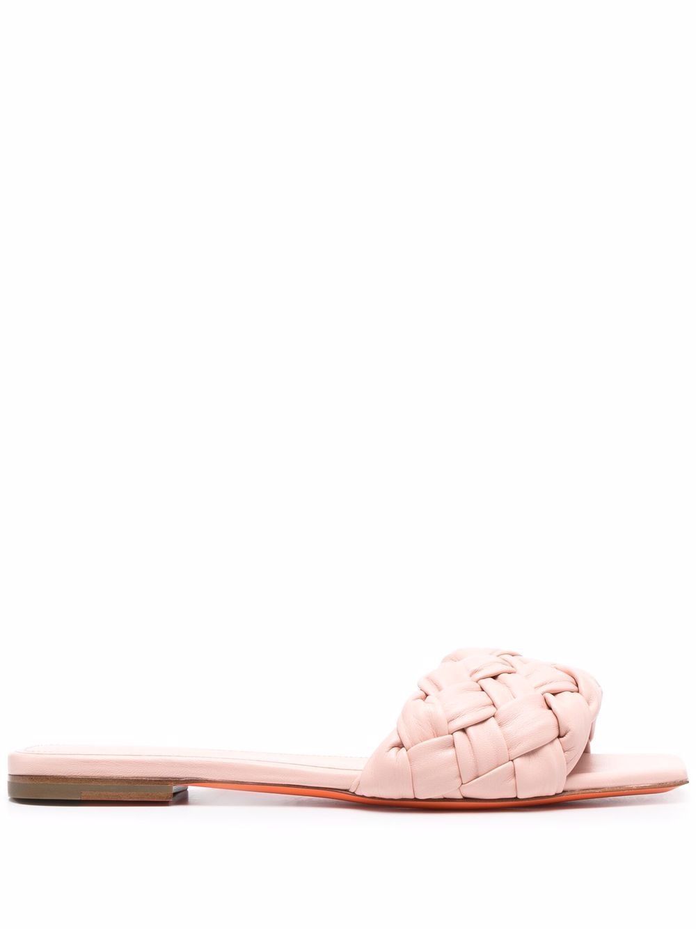 Santoni 编织细节皮质凉鞋 - 粉色
