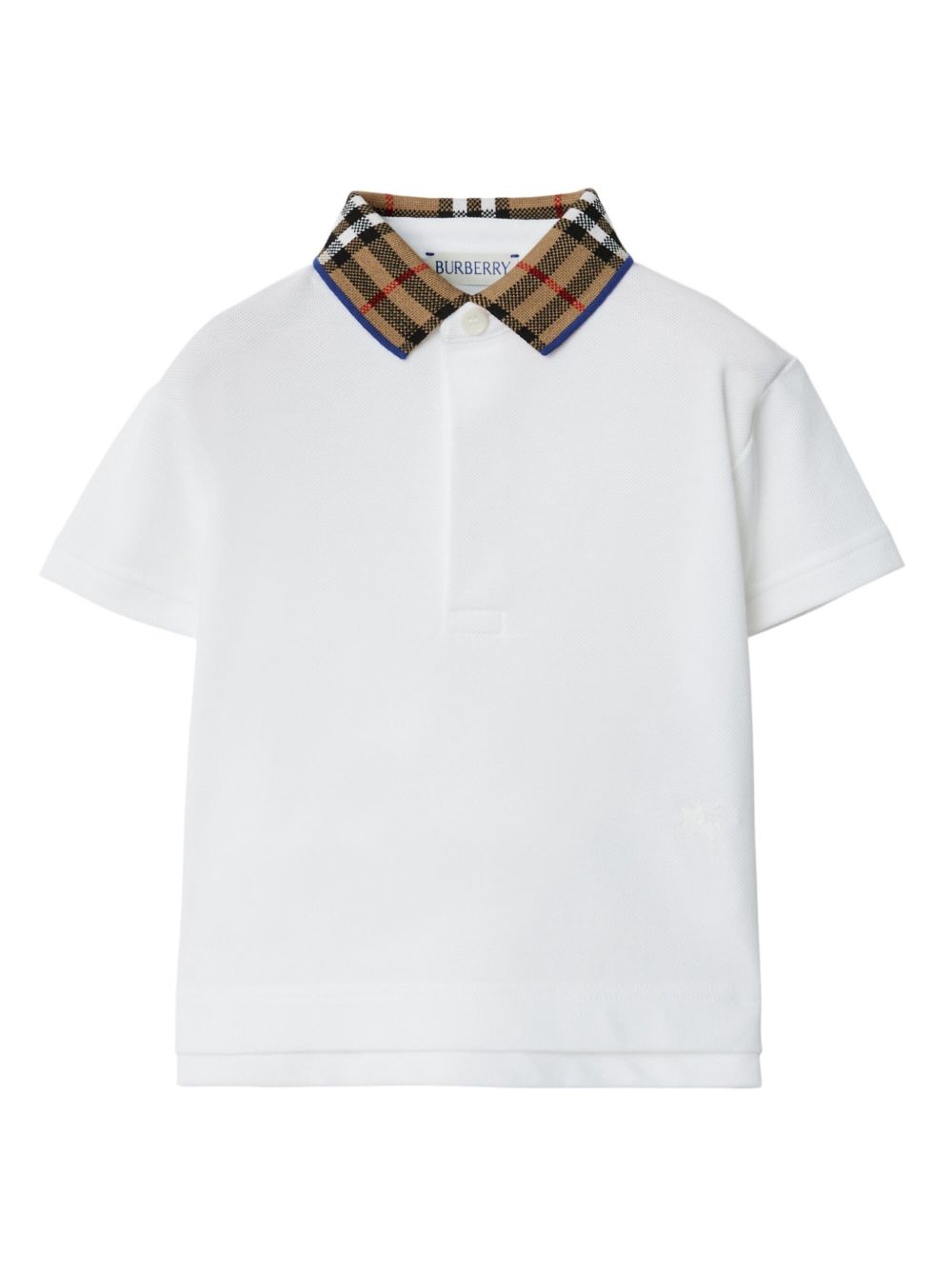 Burberry Kids 格纹领棉polo衫 - 白色