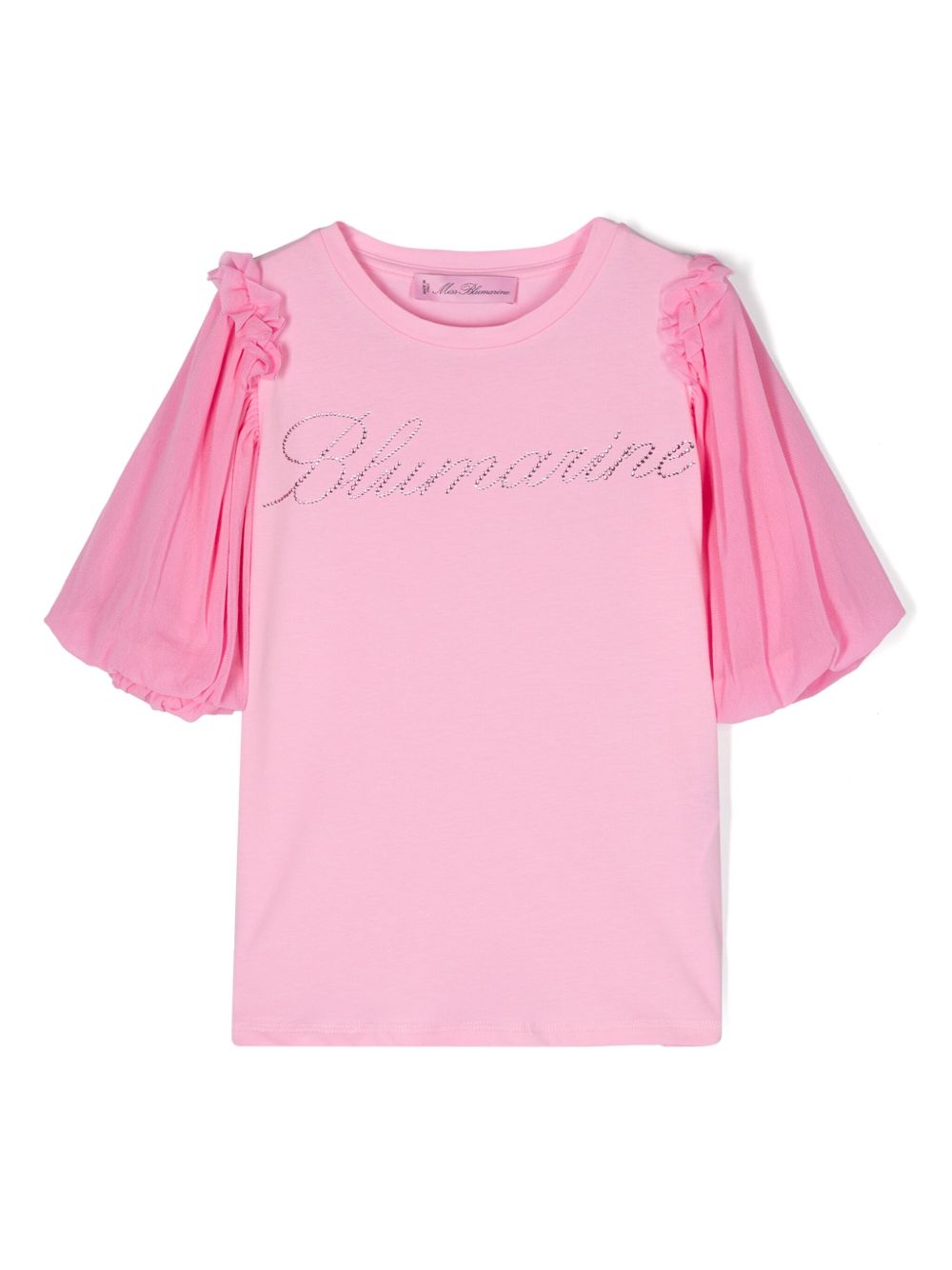 Miss Blumarine 荷叶边衣袖T恤 - 粉色