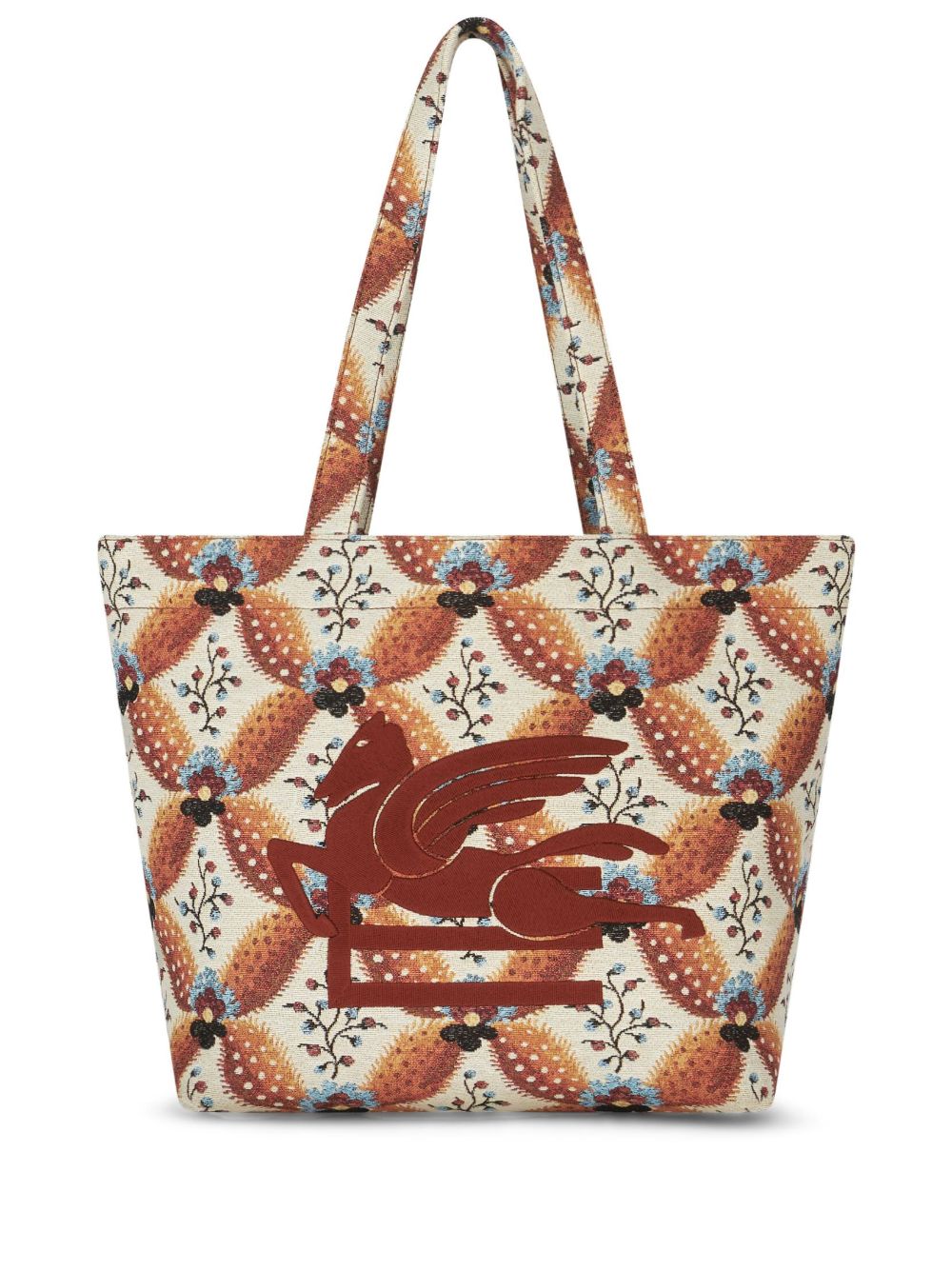 ETRO Floralia 印花提花中号托特包 - 褐色