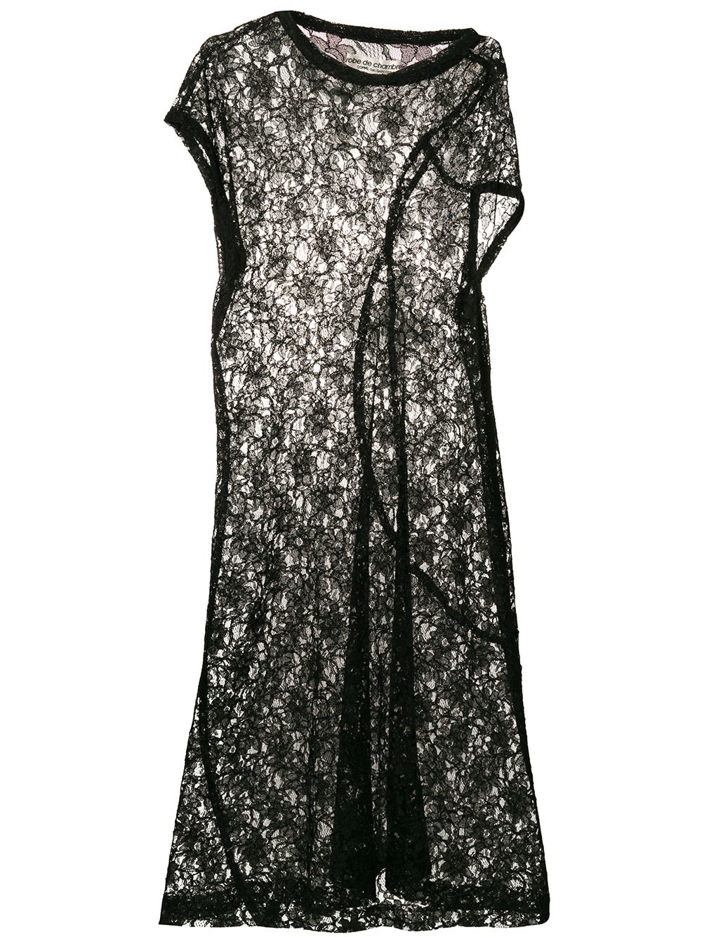 Comme Des Garçons Pre-Owned 古着不对称半透明蕾丝连衣裙 - 黑色