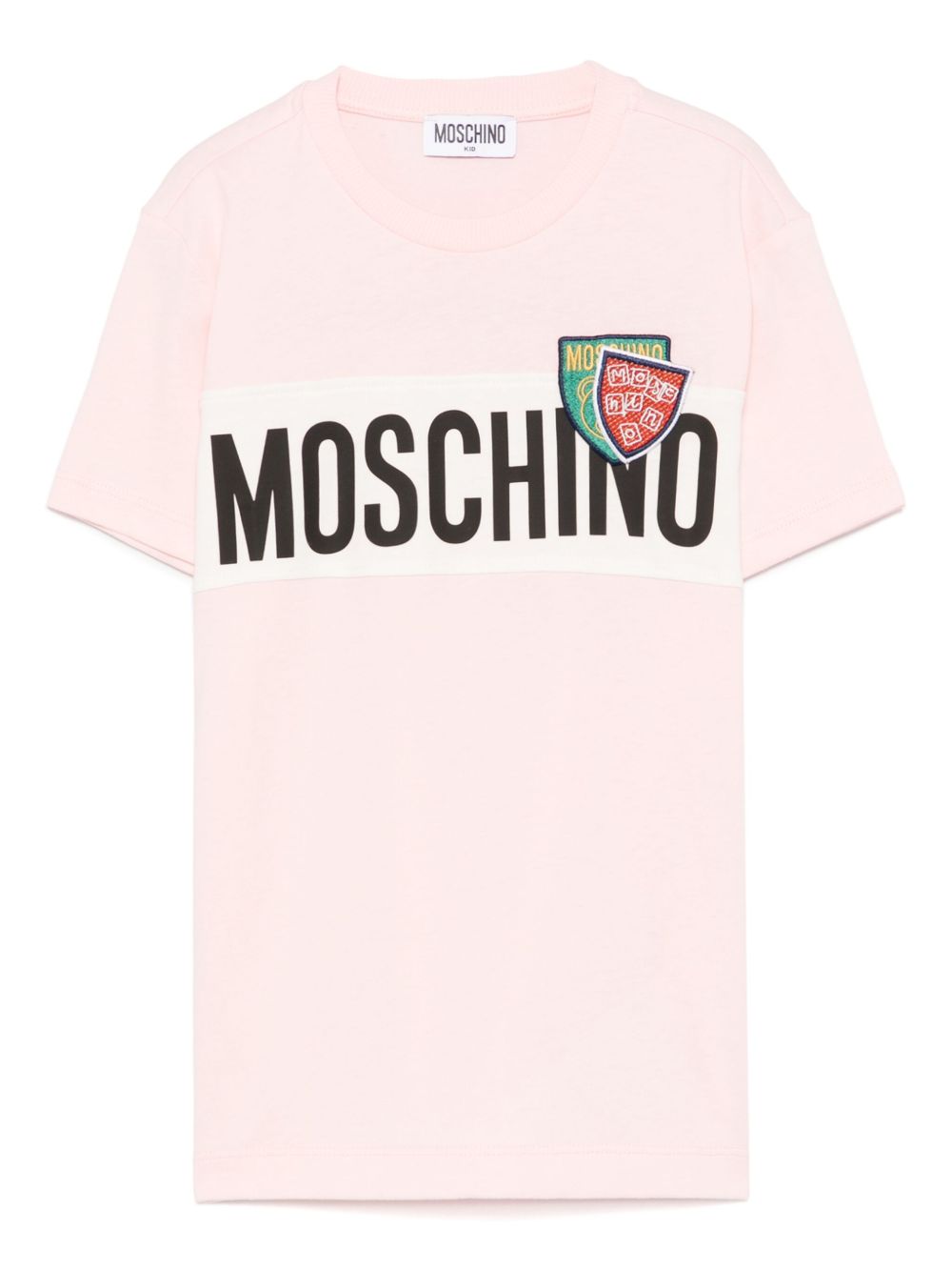 Moschino Kids logo印花T恤 - 粉色