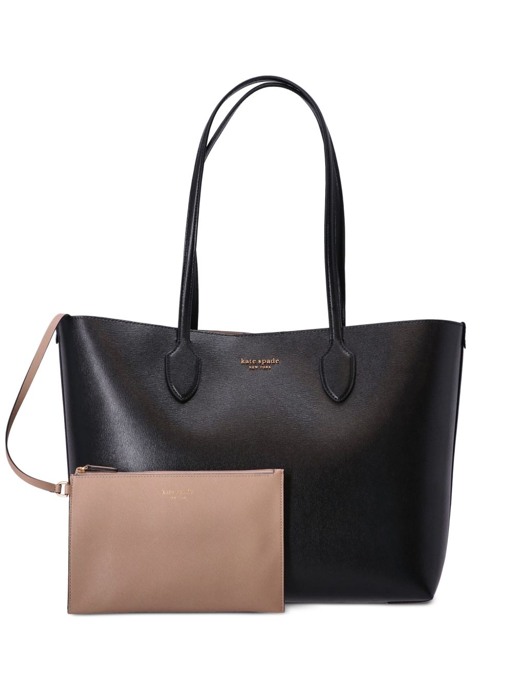 Kate Spade Bleecker 皮质托特包 - 黑色