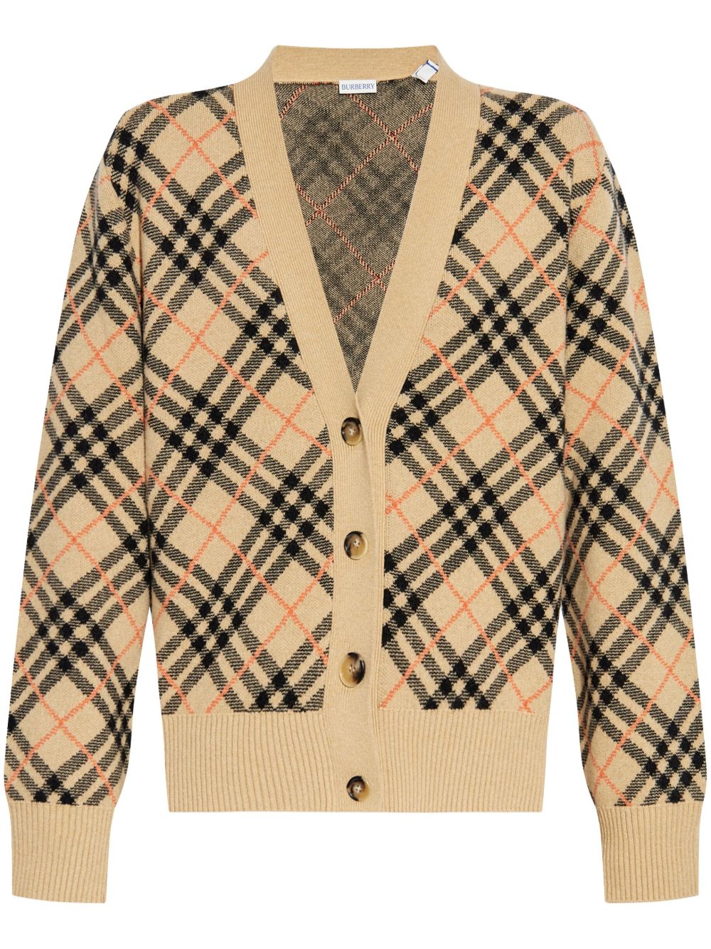 Burberry 格纹羊绒开衫 - 中性色
