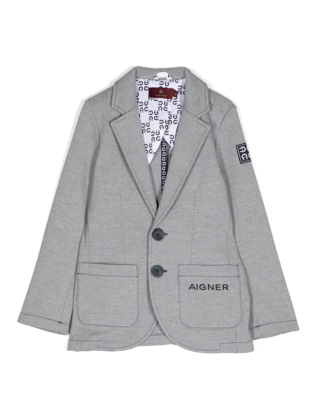 Aigner Kids logo刺绣西装夹克 - 蓝色
