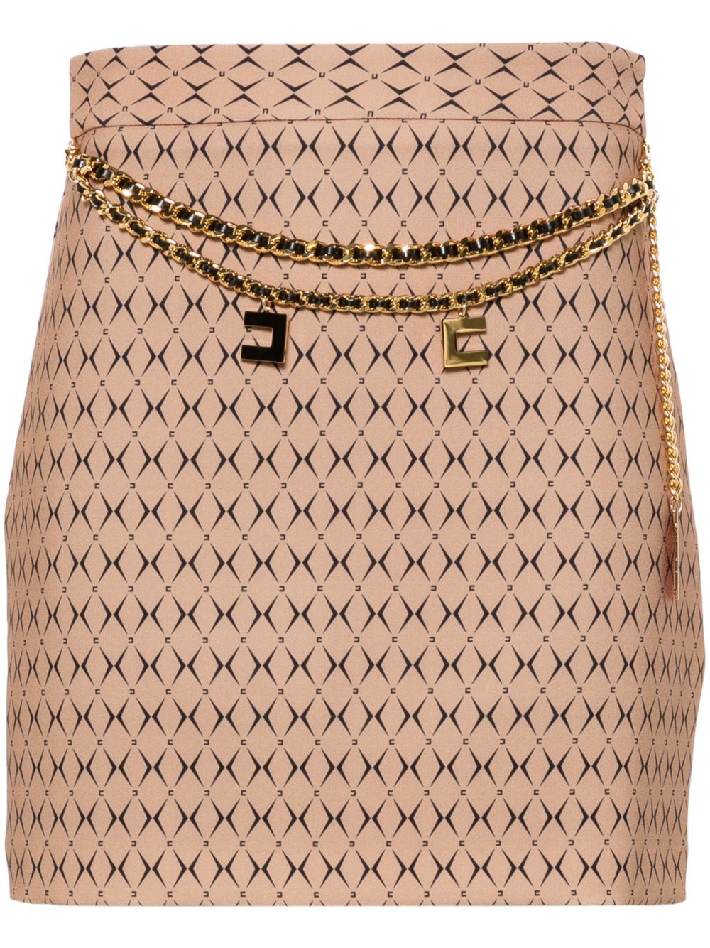 Elisabetta Franchi 几何图案印花迷你半身裙 - 褐色