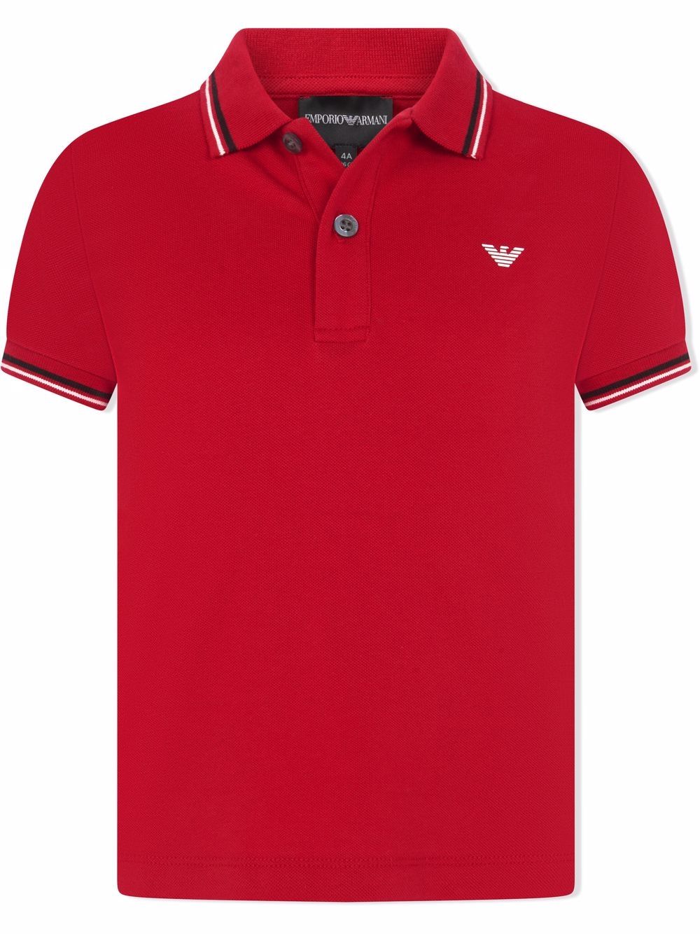 Emporio Armani Kids logo印花polo衫 - 红色