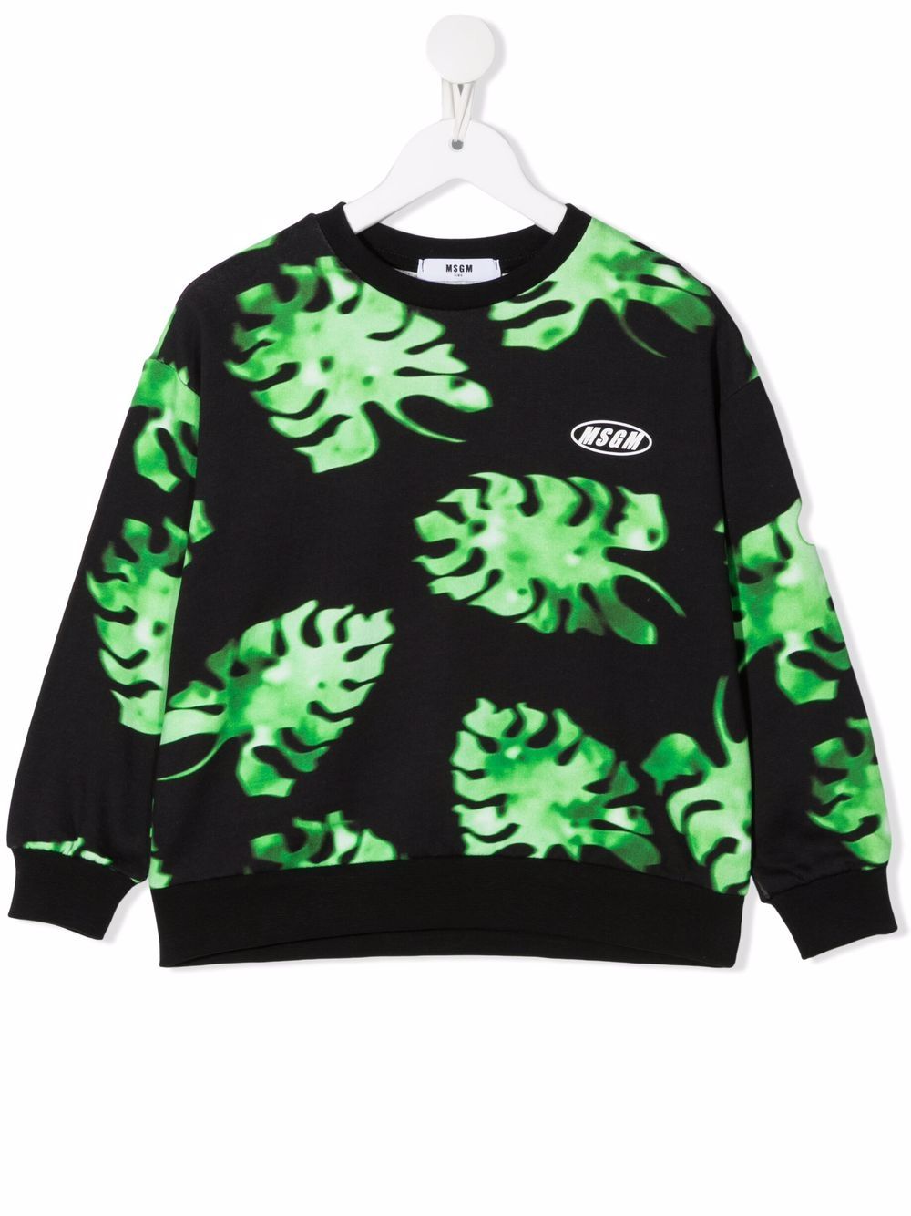 MSGM Kids 叶片印花卫衣 - 绿色