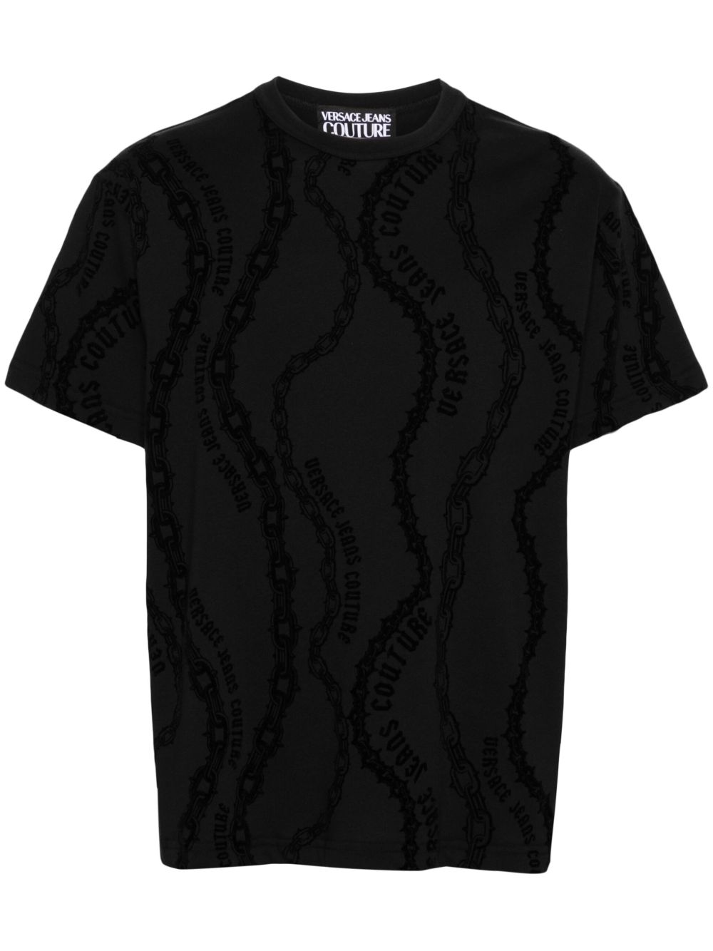 Versace Jeans Couture 植绒logo棉T恤 - 黑色