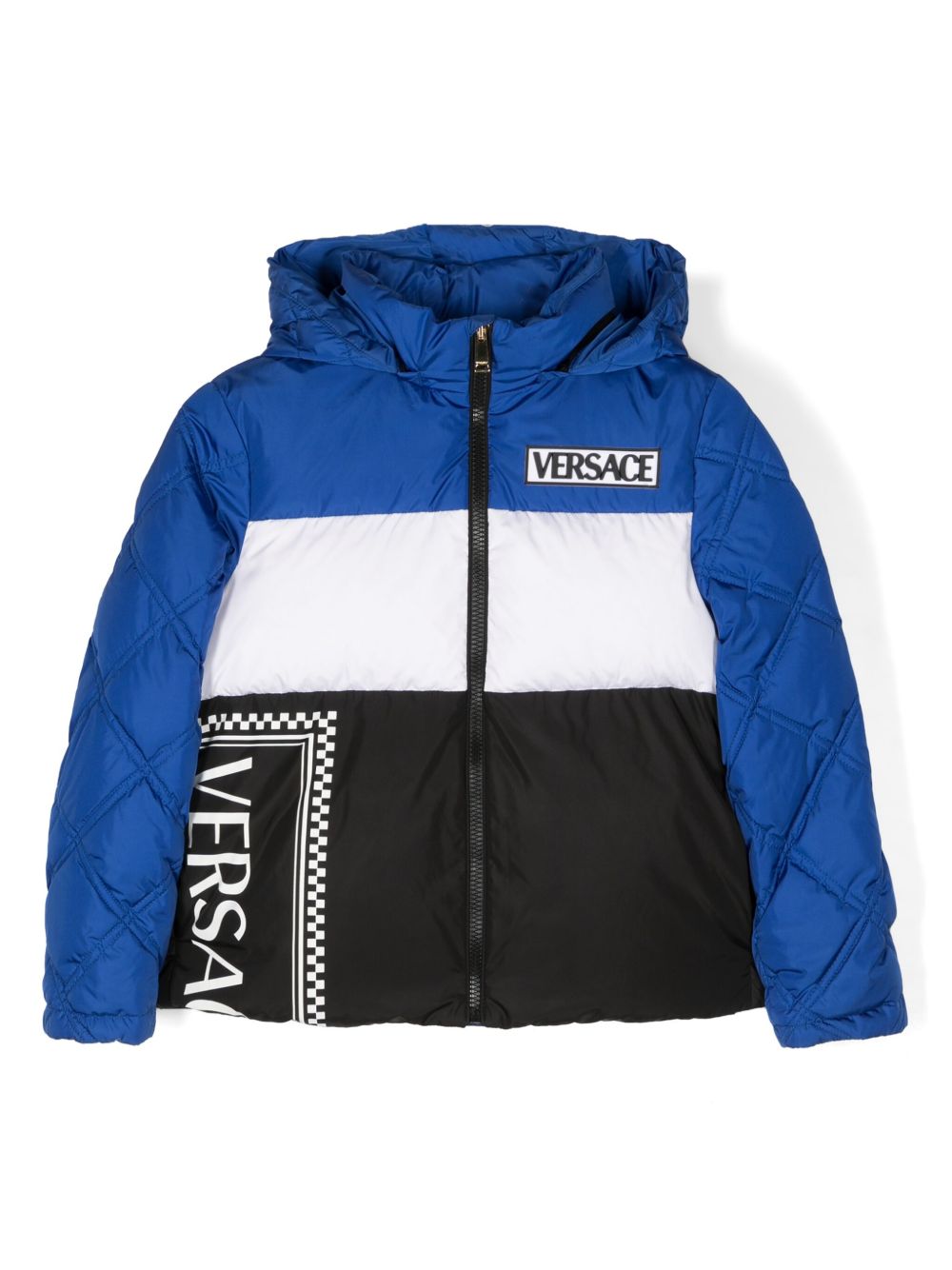 Versace Kids logo印花羽绒衬里夹克 - 蓝色
