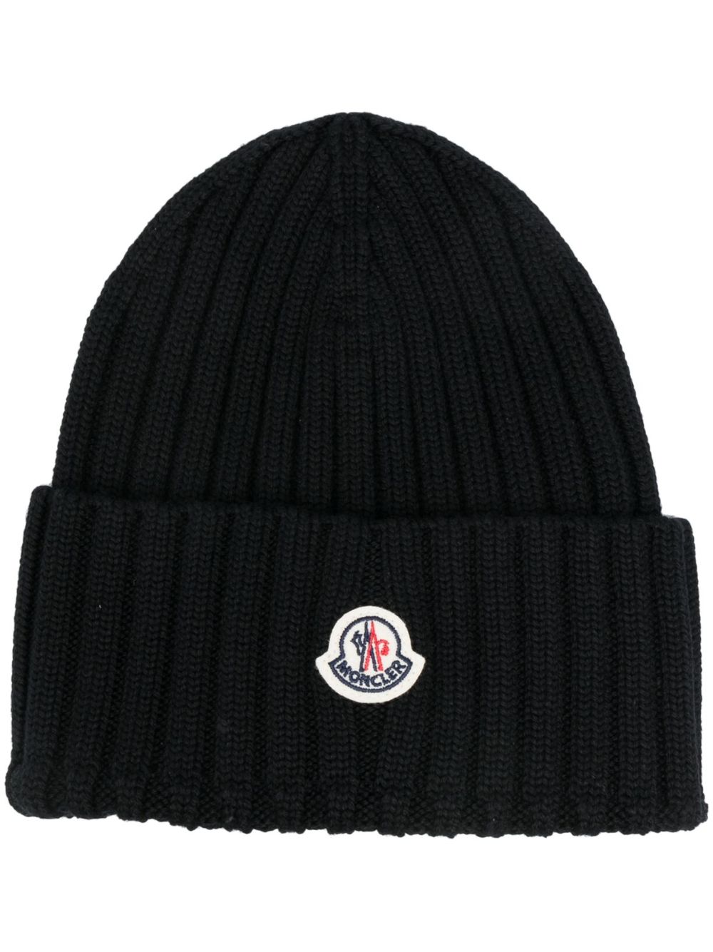 Moncler 罗纹针织初剪羊毛套头帽 - 黑色