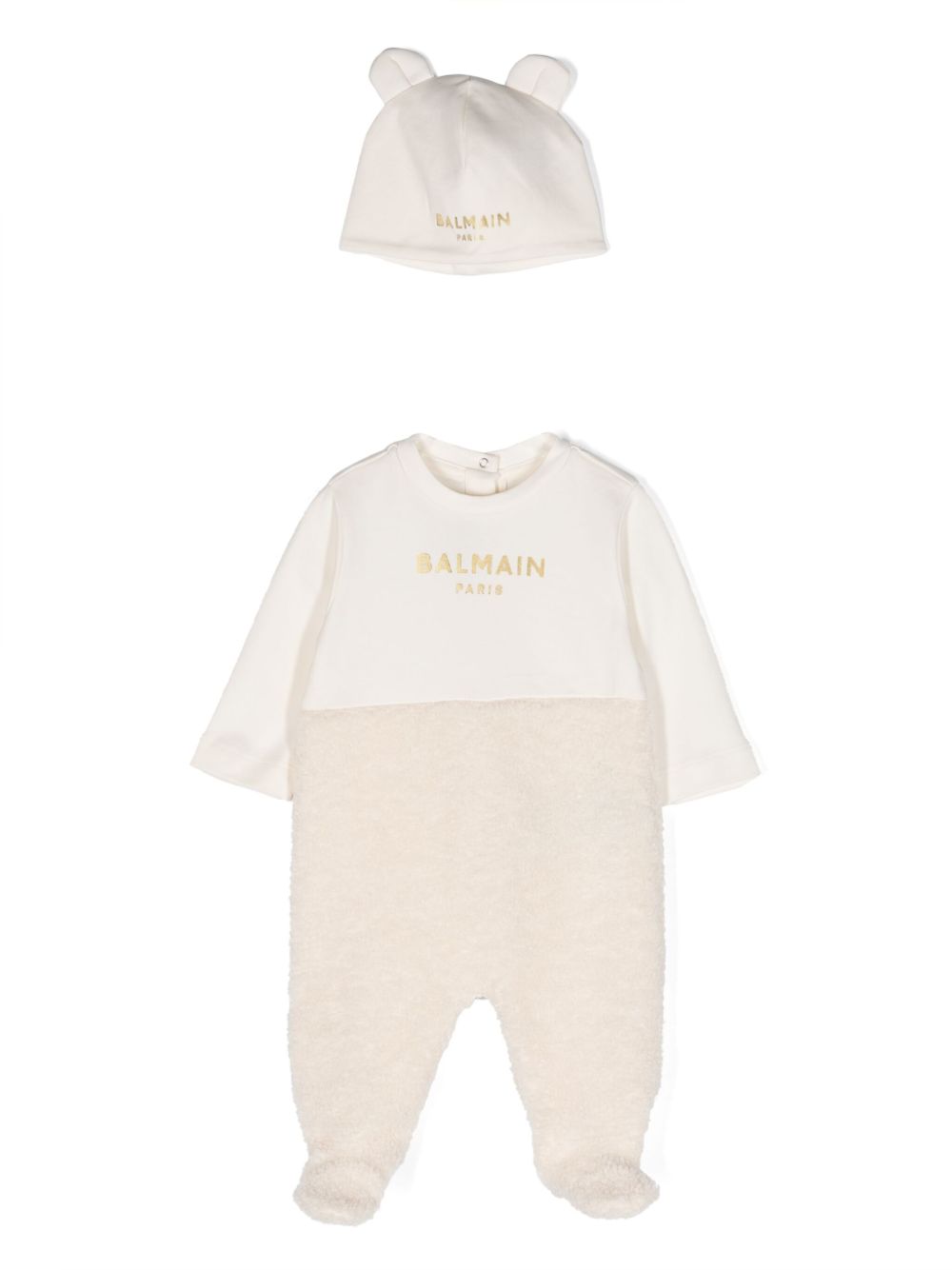 Balmain Kids logo印花棉连体衣套装 - 中性色