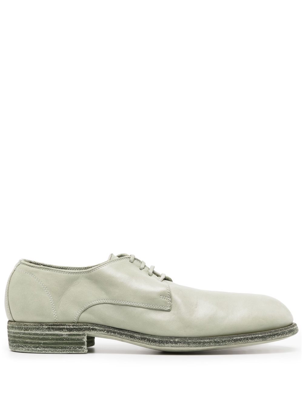 Guidi 系带皮质低跟德比鞋 - 绿色