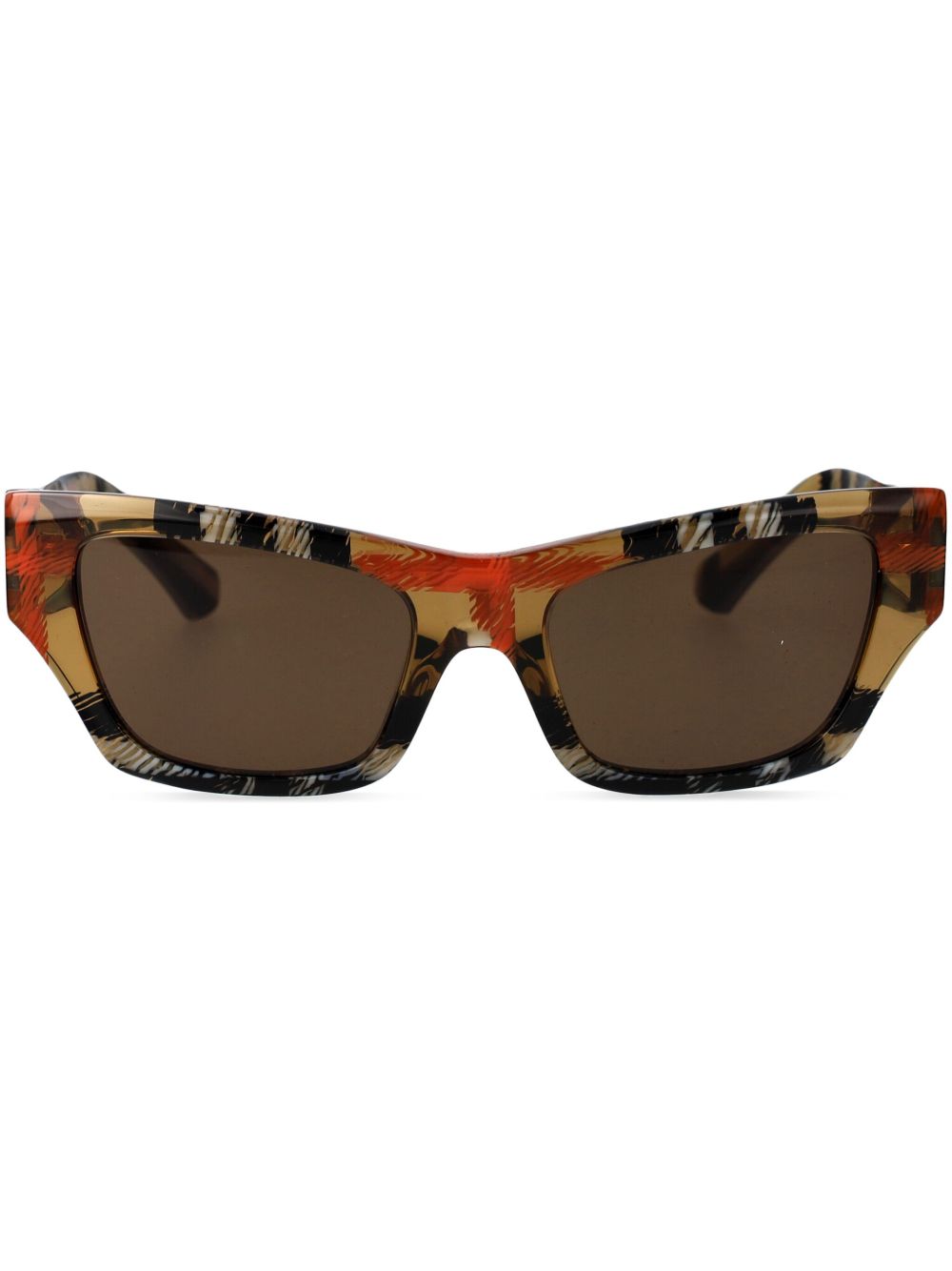 Burberry Eyewear 0BE4441U 长方形镜框太阳眼镜 - 褐色
