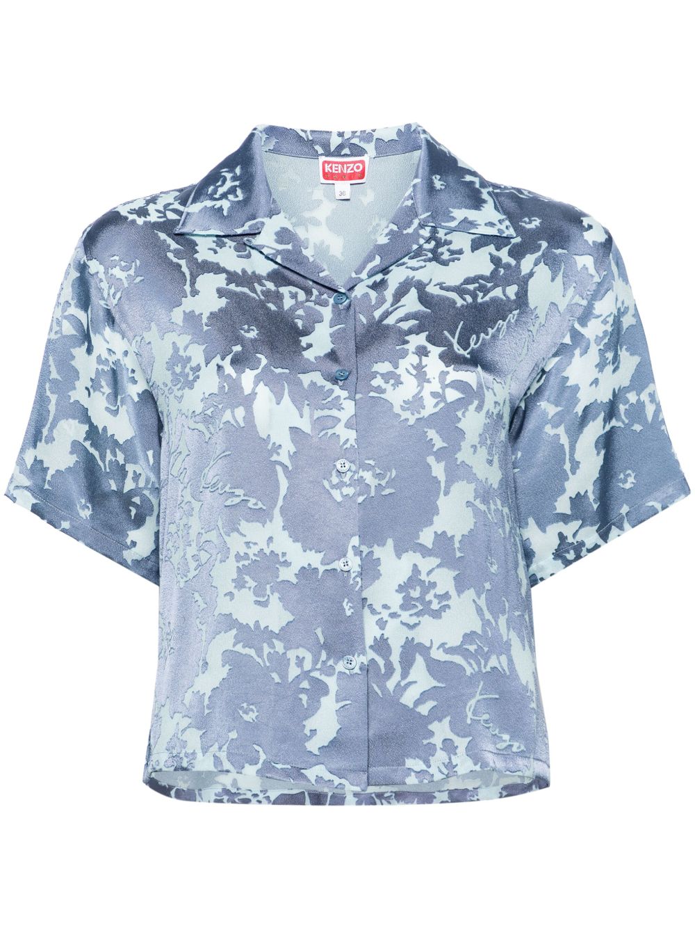 Kenzo Flower Camouflage 短款衬衫 - 蓝色