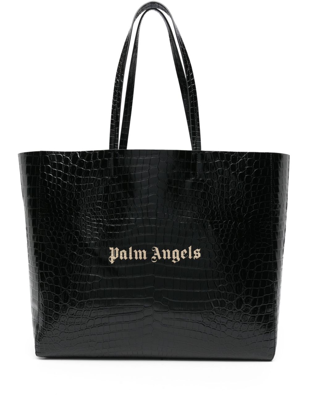 Palm Angels logo贴花皮质手提包 - 黑色