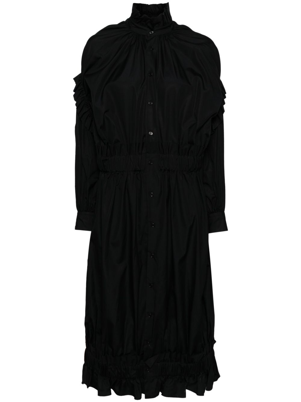 Noir Kei Ninomiya 荷叶边细节连衣裙 - 黑色