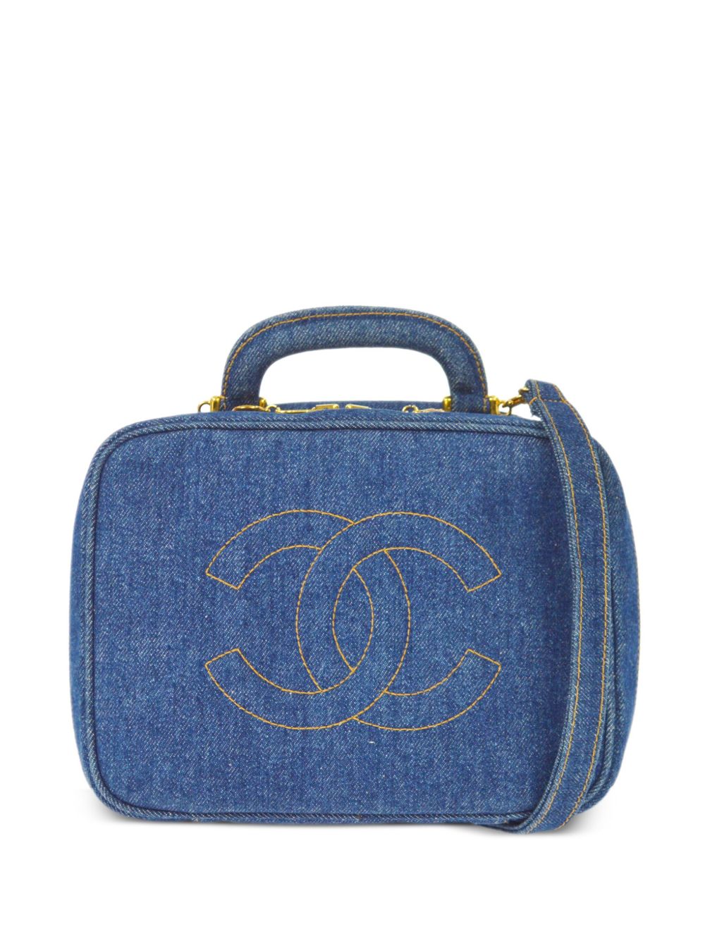 CHANEL Pre-Owned 1997 CC stitch Vanity handbag - 蓝色