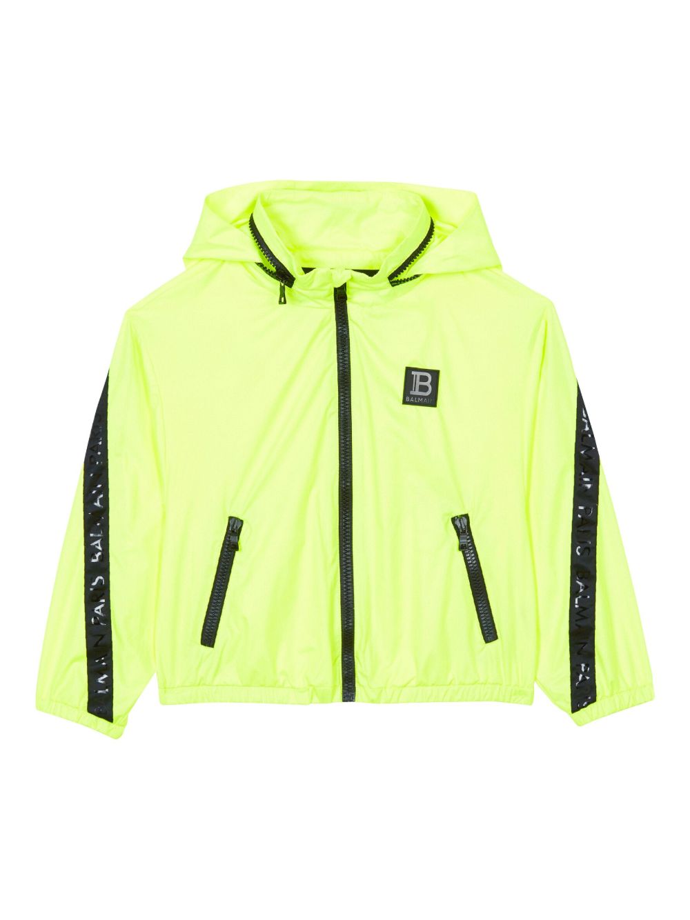 Balmain Kids 标贴连帽防风衣 - 黄色