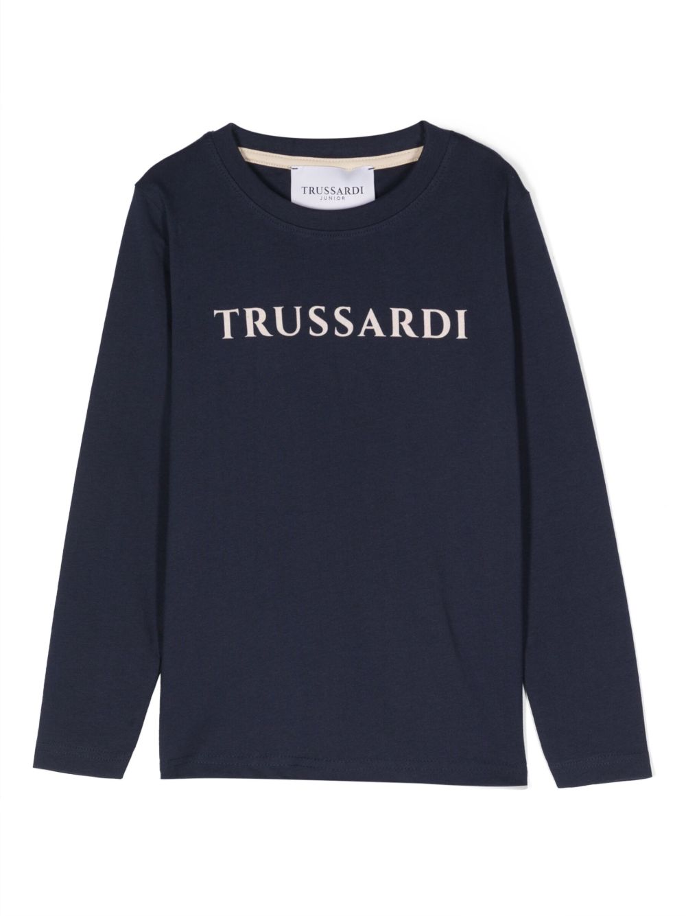 TRUSSARDI JUNIOR logo植绒棉卫衣 - 蓝色