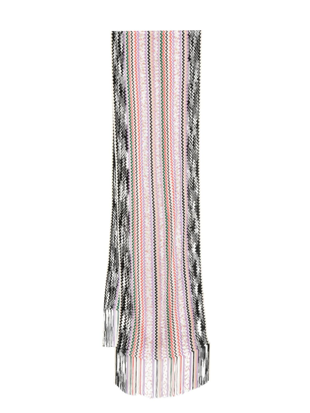 Missoni Z字形图案流苏边围巾 - 黑色