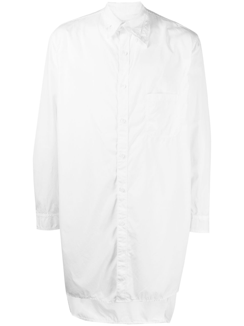 Yohji Yamamoto 翻领细节棉衬衫 - 白色
