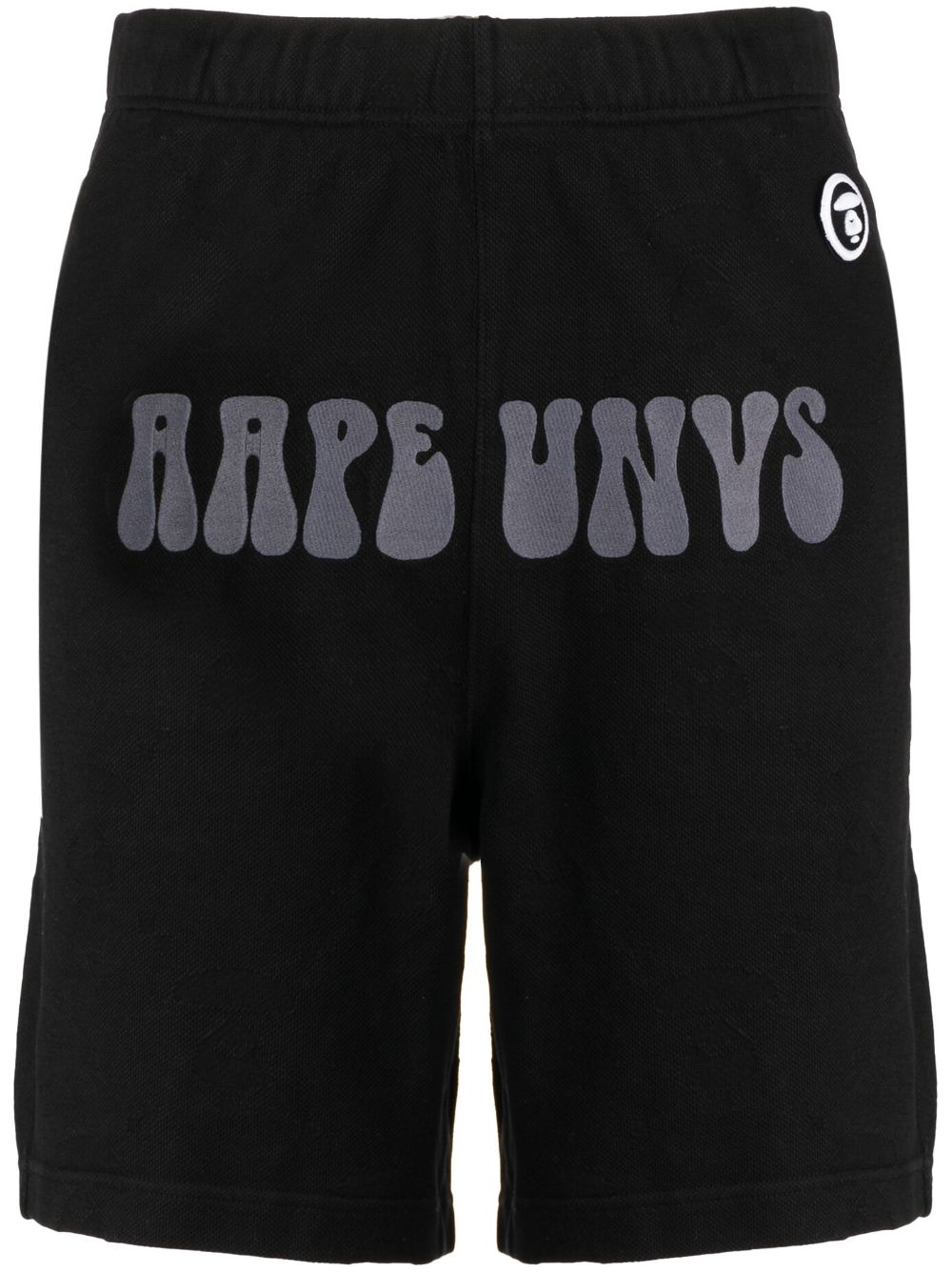 AAPE BY *A BATHING APE® logo刺绣棉运动短裤 - 黑色