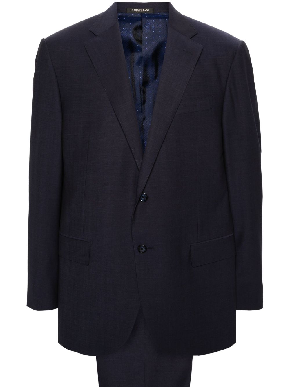 Corneliani 平驳领单排扣西装套装 - 蓝色