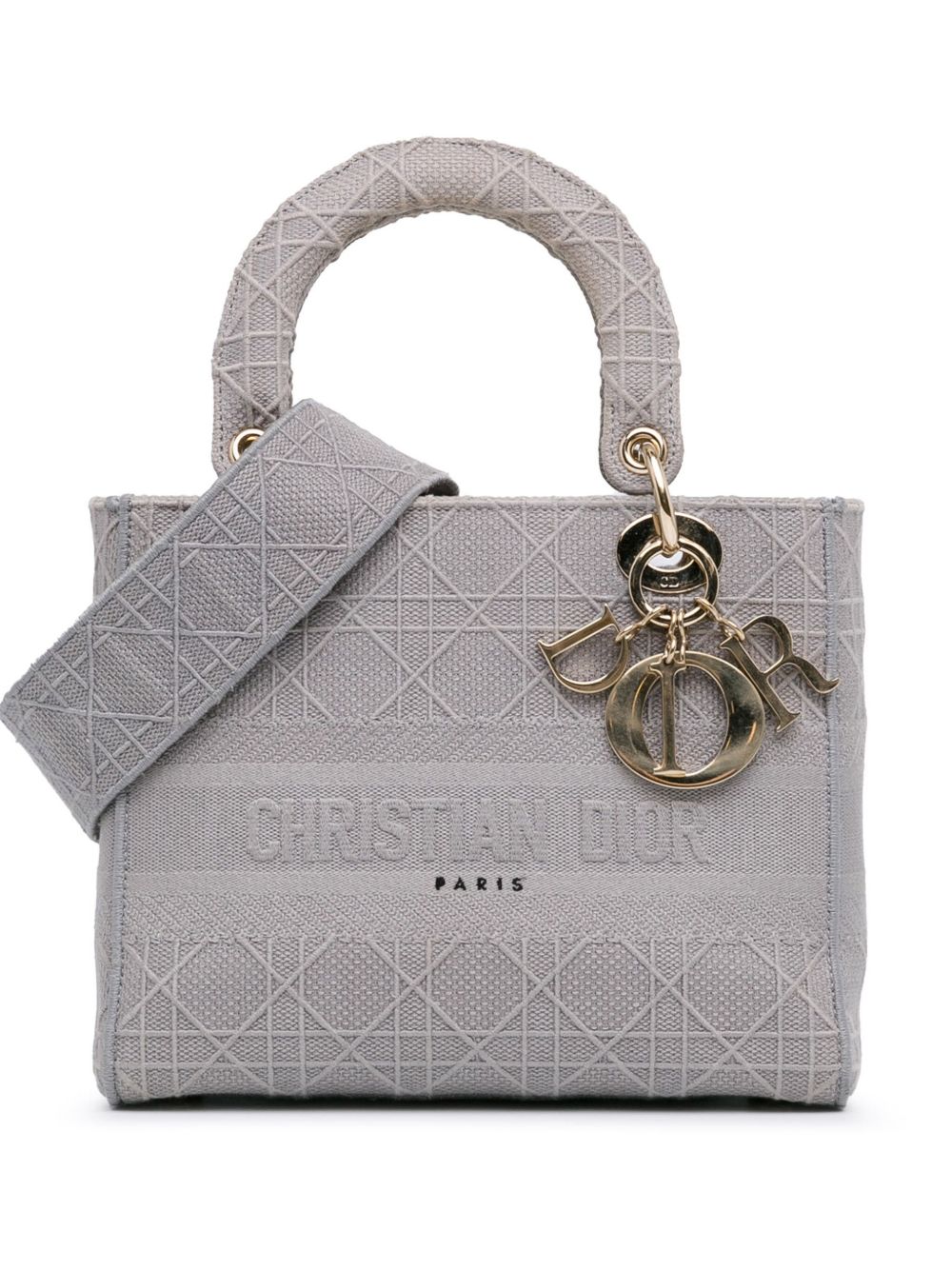 Christian Dior Pre-Owned Medium Cannage Lady D-Lite 斜挎包（2020年典藏款） - 灰色